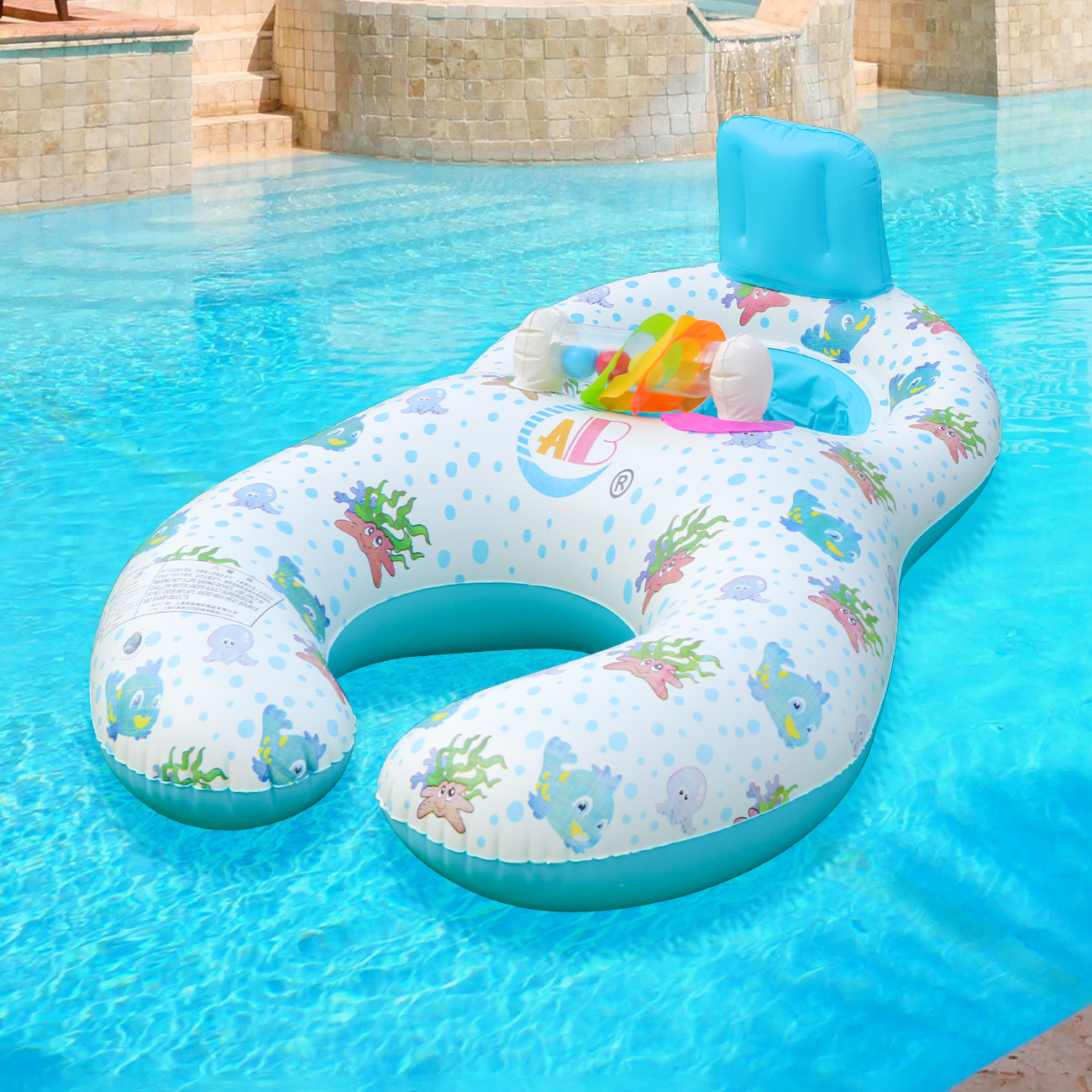 1 bouée gonflable double place avec dossier, flotteur de piscine pour deux personnes, tube flottant pour piscine et plage