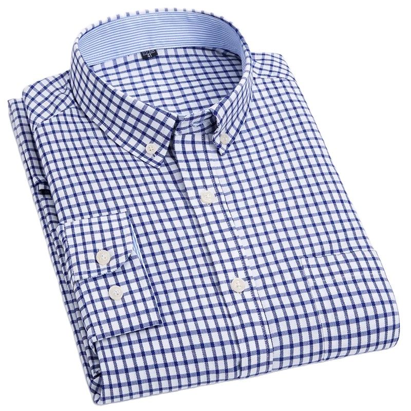 Camicia da Uomo a Maniche Lunghe Oxford Antipiega, Vestibilità Slim, Casual, Comoda, per Primavera Estate Autunno, Colore Intenso, di Tendenza
