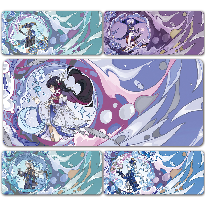 Anime-Spiel Furina Neuvillette Mavuika Wanderer Raiden Columbina XXL Großes Genshin Impact Mauspad Tastatur-Schreibtischunterlage Mousepad