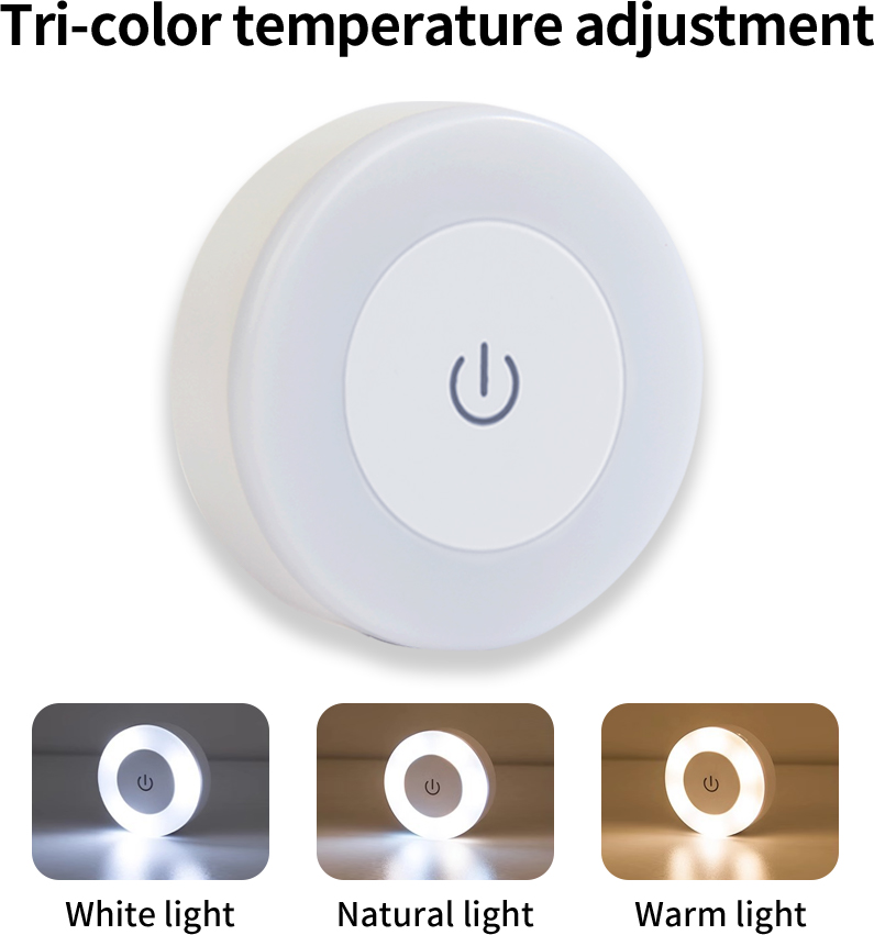 Runde LED-Wandleuchte, wiederaufladbares Nachtlicht mit Touch-Schalter, dimmbares magnetisches Buchlicht zum Lesen, Schlafzimmer, Schrank, Schrank