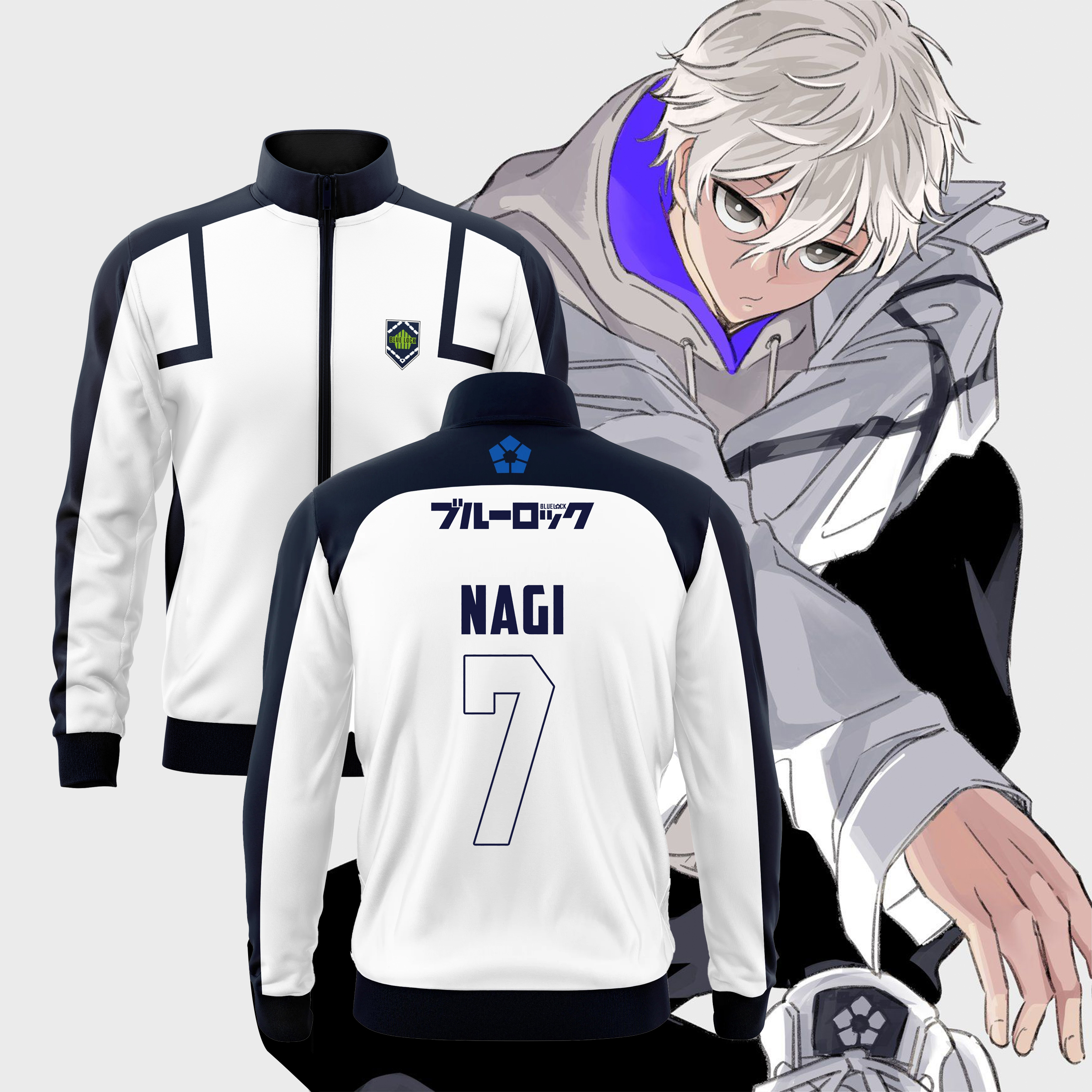 2024 outono novo masculino azul bloqueio anime camisa de futebol jaquetas femininas na moda lapela topos das crianças casual manga curta casaco