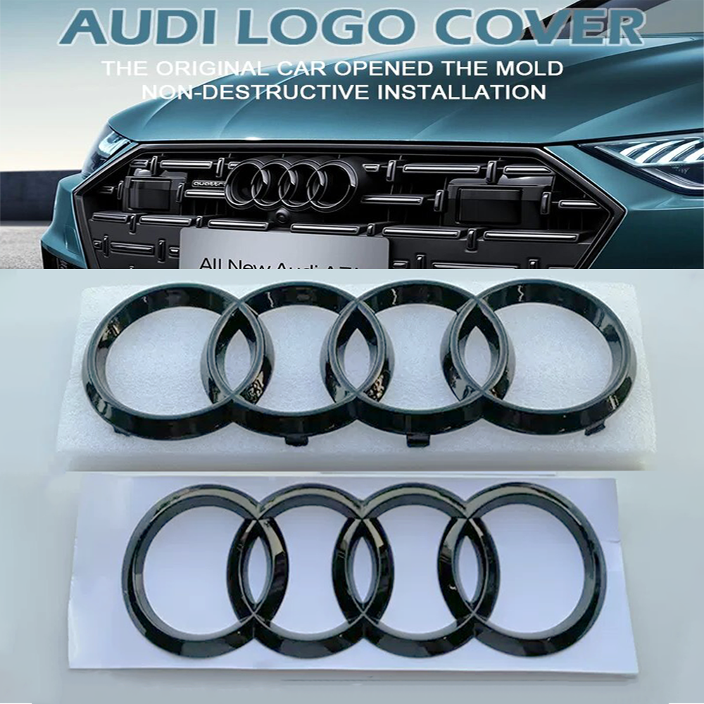 Audi negro/plata 4 anillos ABS capó de coche capó delantero parrilla maletero trasero emblema Logo insignia pegatina para A3 A4 A5 A6 A7 Q2 Q3 Q5 Q8 TT