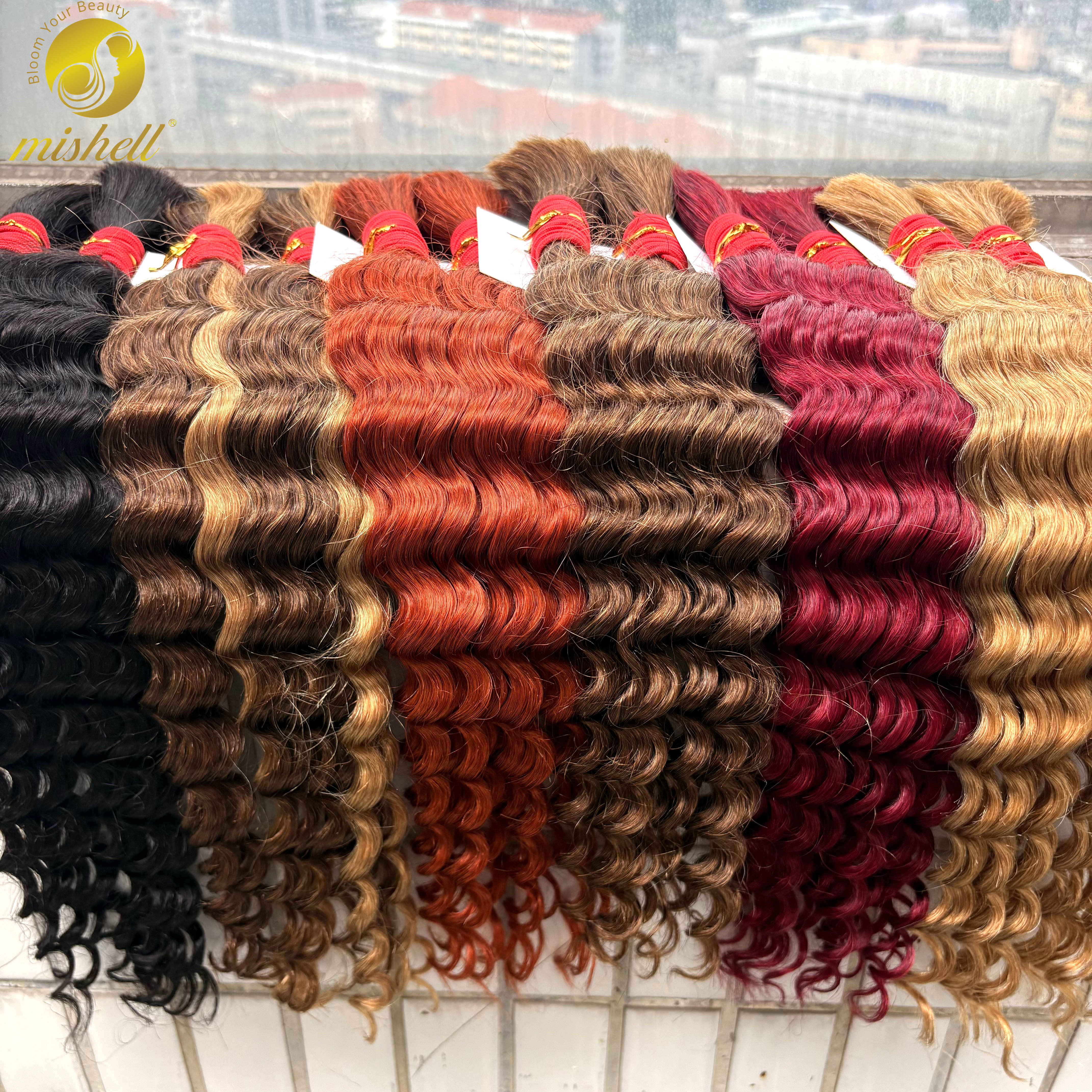 Kolorowe, głębokie fale, ludzkie włosy w dużych wiązkach do warkoczy boho, bez wszywki, 1 wiązka 50g, 100% ludzkie włosy, kręcone przedłużenia do zaplatania.