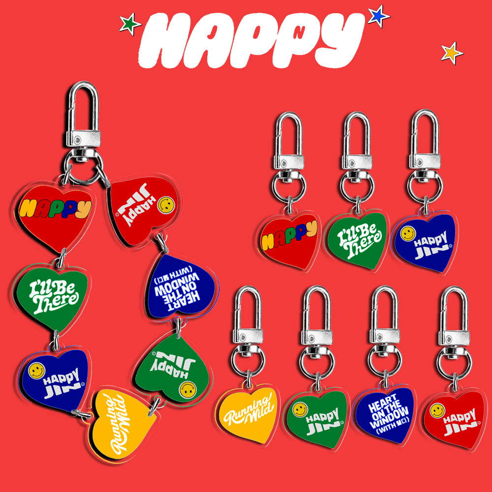 Cute Acrylic Kpop Idol Bunch Keychain Seokjin Album HAPPY I'LL  BE THERE Key Ring Funs Gift Accessories Merchs
