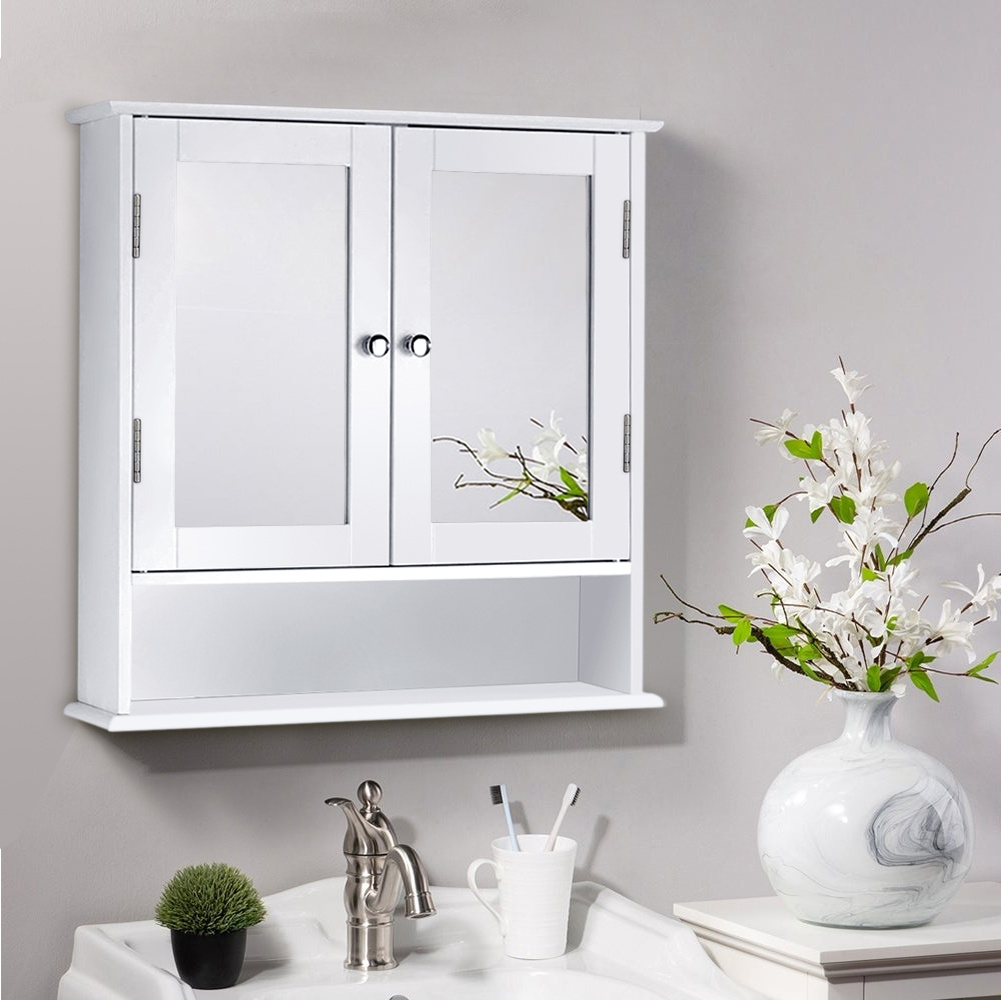 Mueble con espejo de baño montado en la pared, 2 puertas