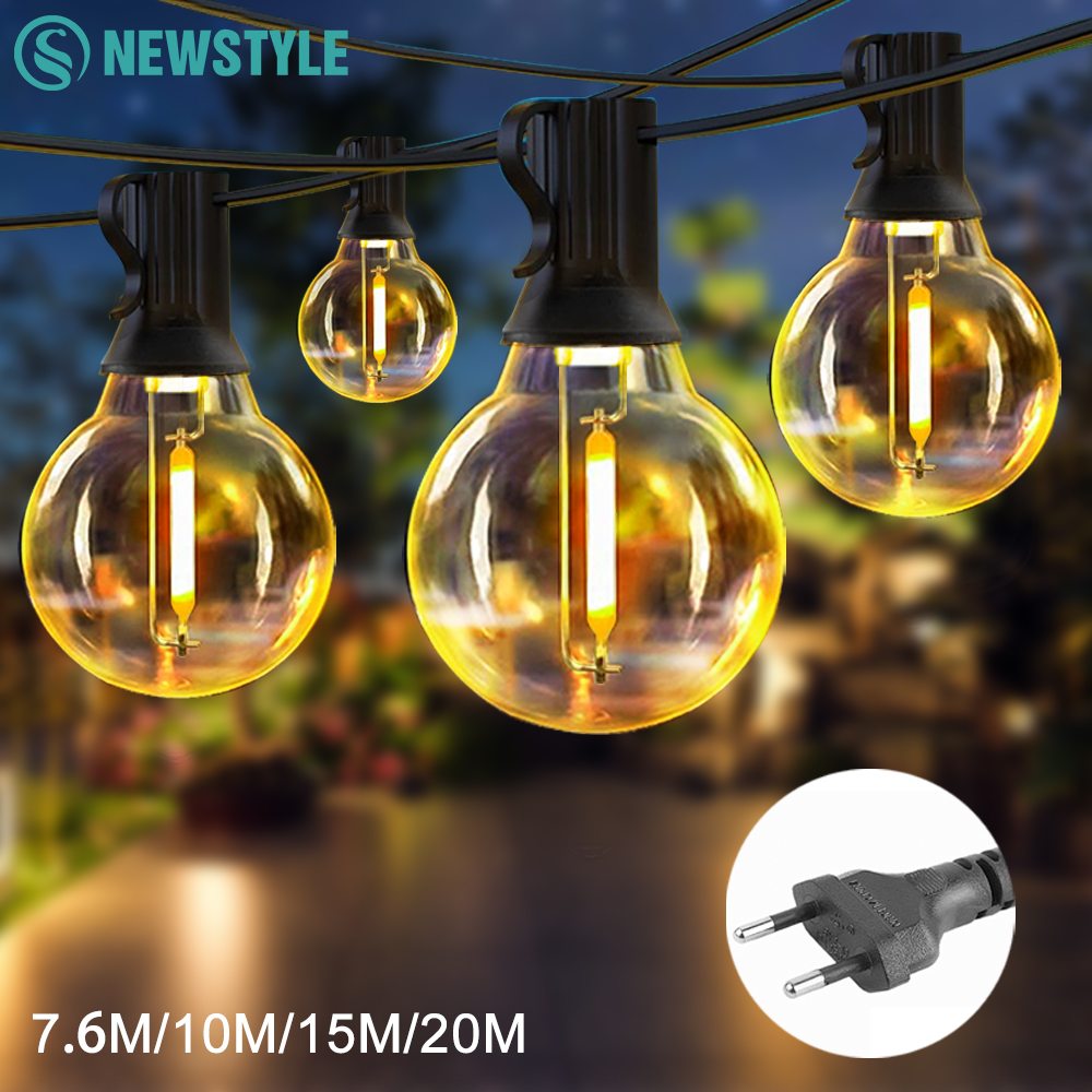 G40 LED guirlande extérieure boule lumières 7.6 M/20 M incassable Patio lumières pour extérieur arrière-cour porche jardin décor