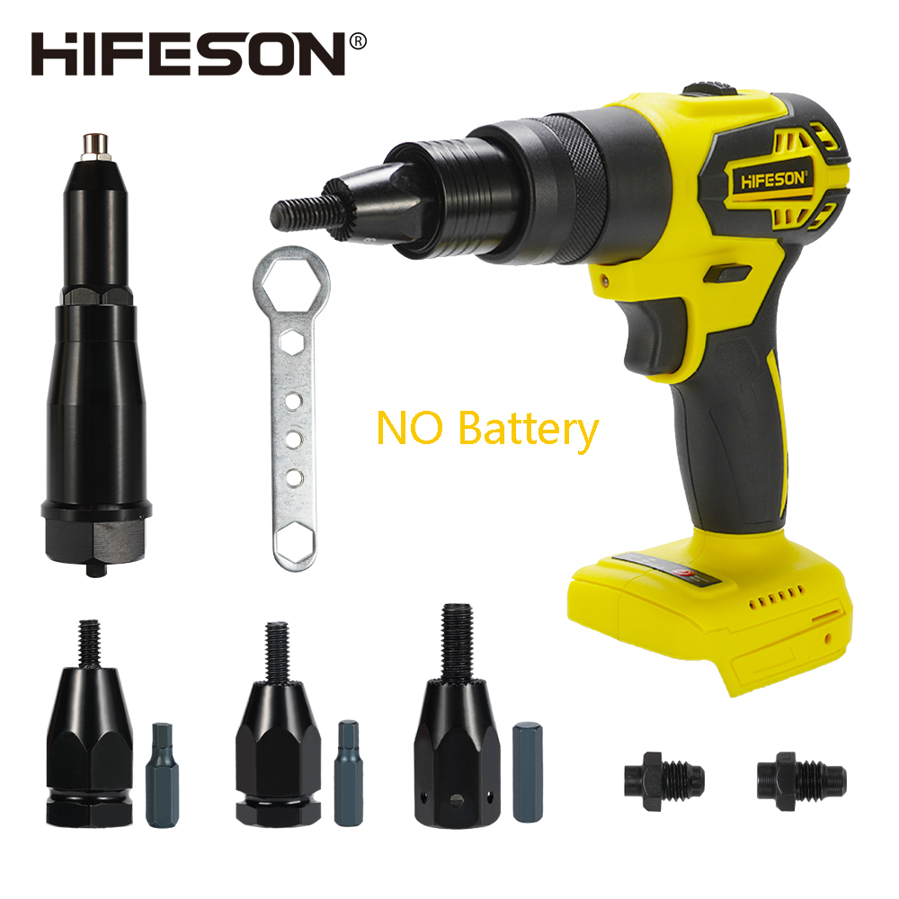 HIFESON バッテリーなし二重使用ブラシレス電動リベット釘ガンドリルインサートリベットナットガン自動リベットツール M3-M12