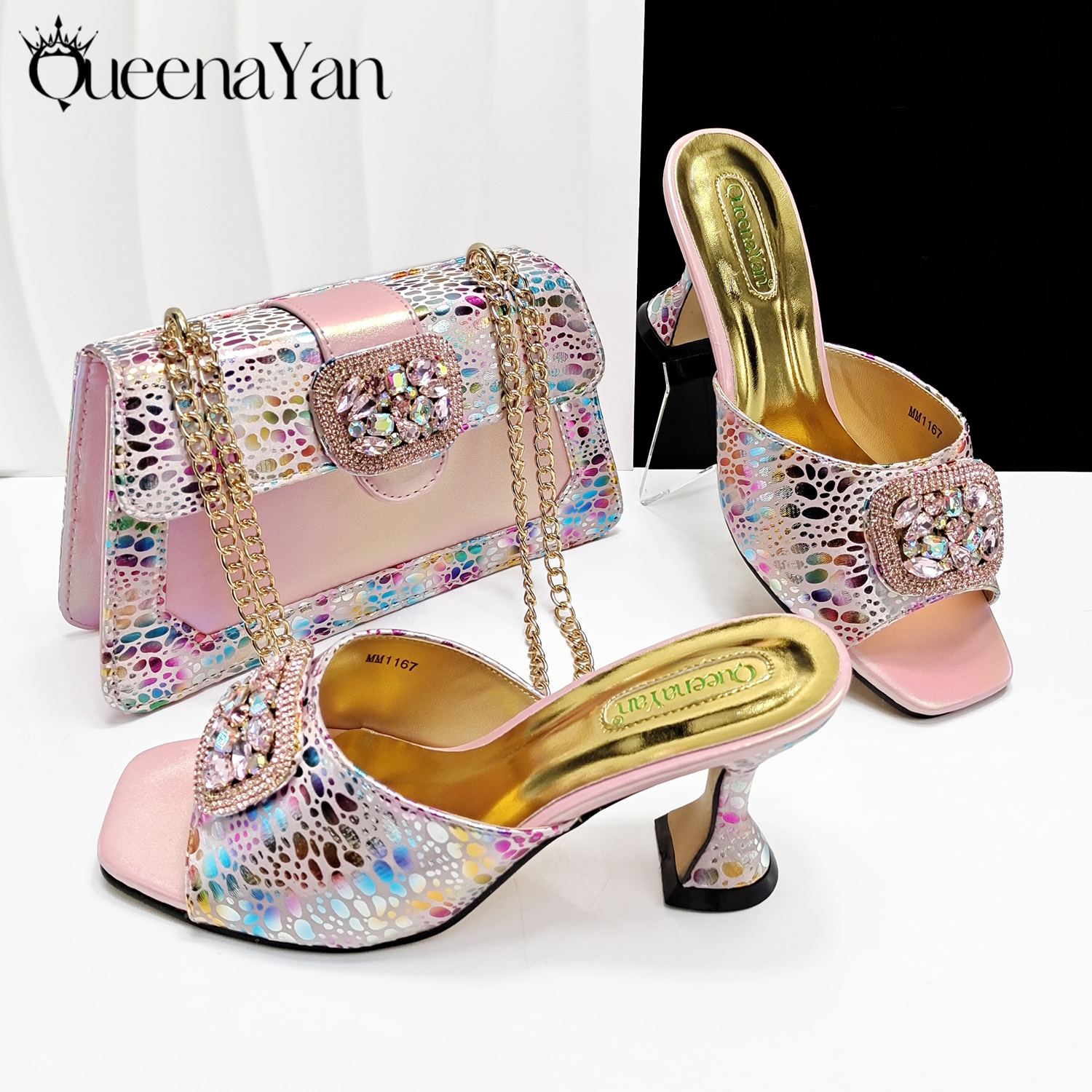 Ensemble de chaussures et de sacs italiens pour femmes, dernier style, document rose, talons hauts confortables et élégants avec décoration en biscuits