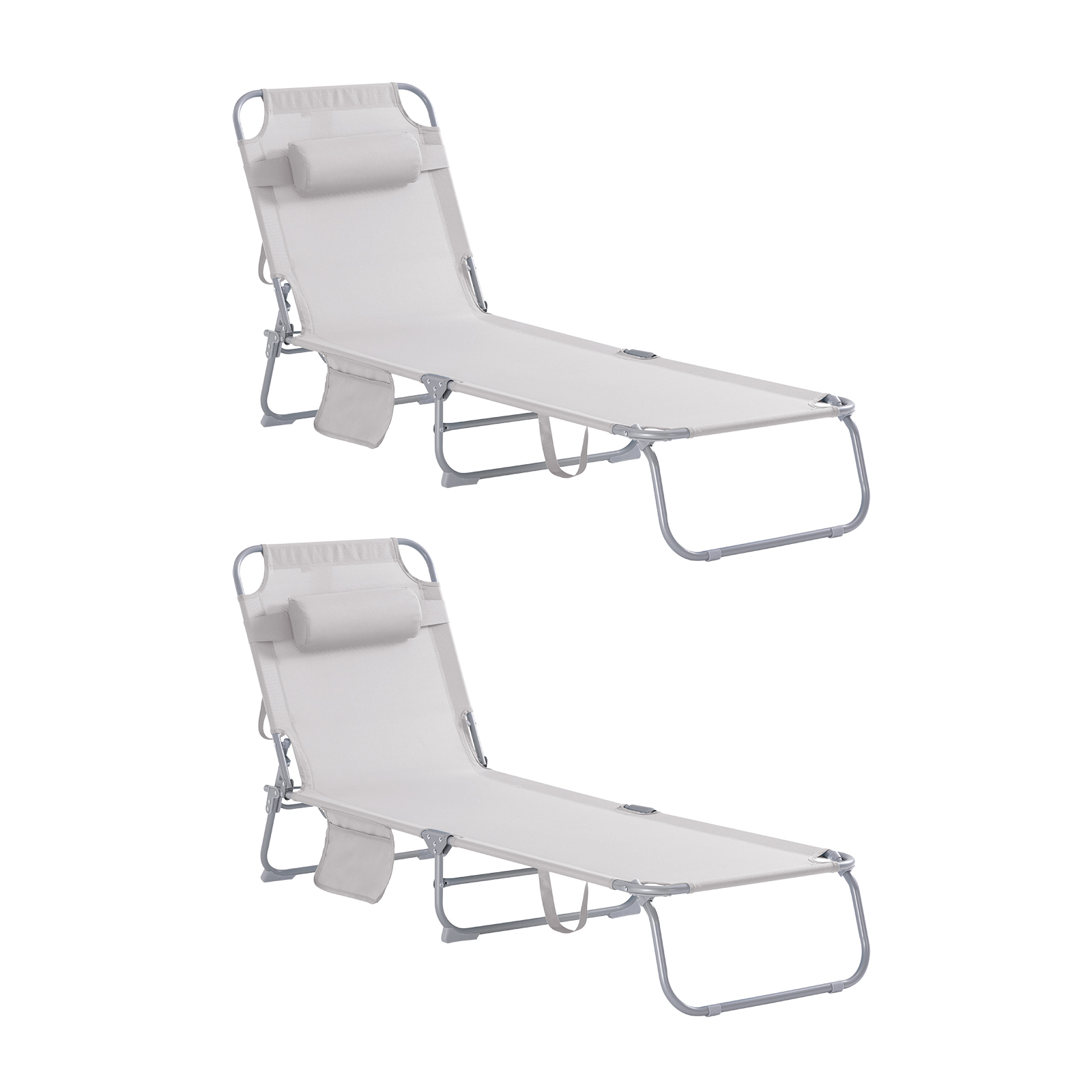SoBuy OGS35x2 2-er Set Gartenliege mit Tasche und Kopfkissen luftig klappbar Liegestuhl für Gärten, Höfe, Strände, Balkone