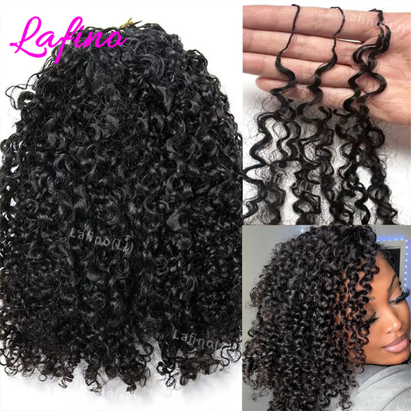 Extensões de Cabelo Humano Cacheado em Espiral Pequena para Crochê, Cachos Pixie Profundos, Cabelo para Crochê Pré-Separado, Tranças Milagrosas Sem Nós