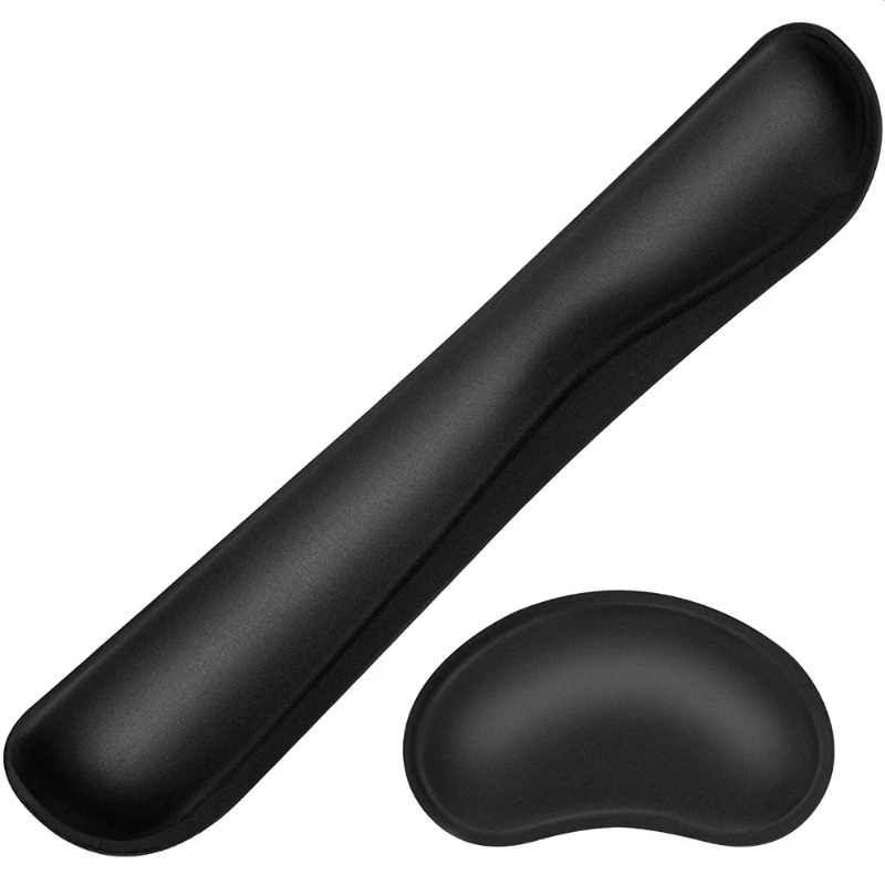 Reposamuñecas para Teclado y Alfombrilla de Ratón con Soporte para Muñeca, Juego de Alfombrillas Ergonómicas de Espuma Viscoelástica para Oficina, Juegos, PC y Portátil
