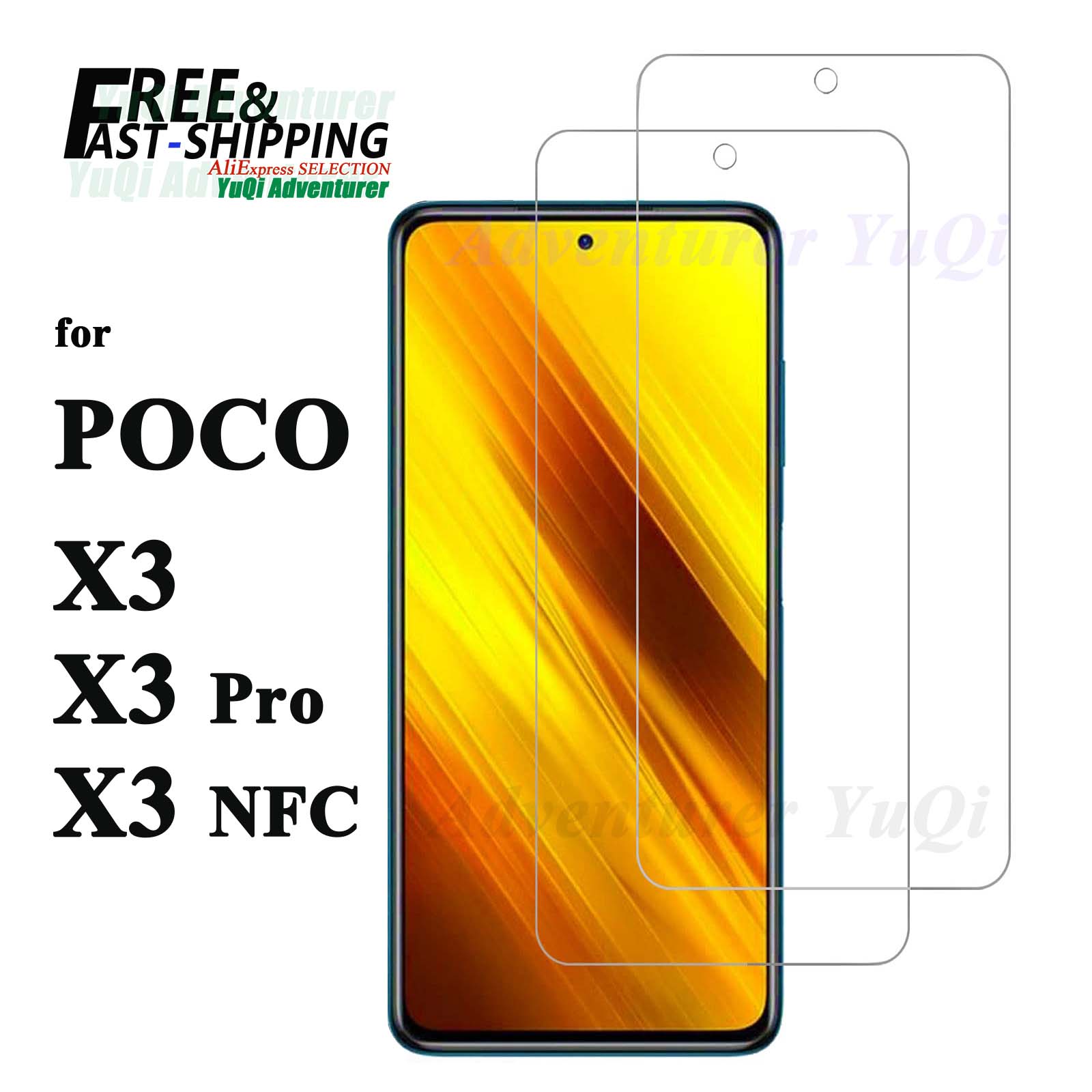 Protecteur d'écran pour POCO X3 NFC Pro Xiaomi, verre trempé HD cristal haute aluminium 9H, étui transparent amical