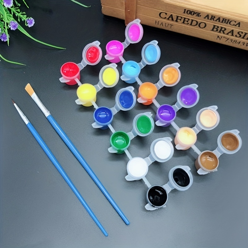 Acrylpigment-Set, 12-Farben-Aquarellmalpigment-Set, Steinkeramikmalerei, Farbmalfarbe mit integriertem Pinsel