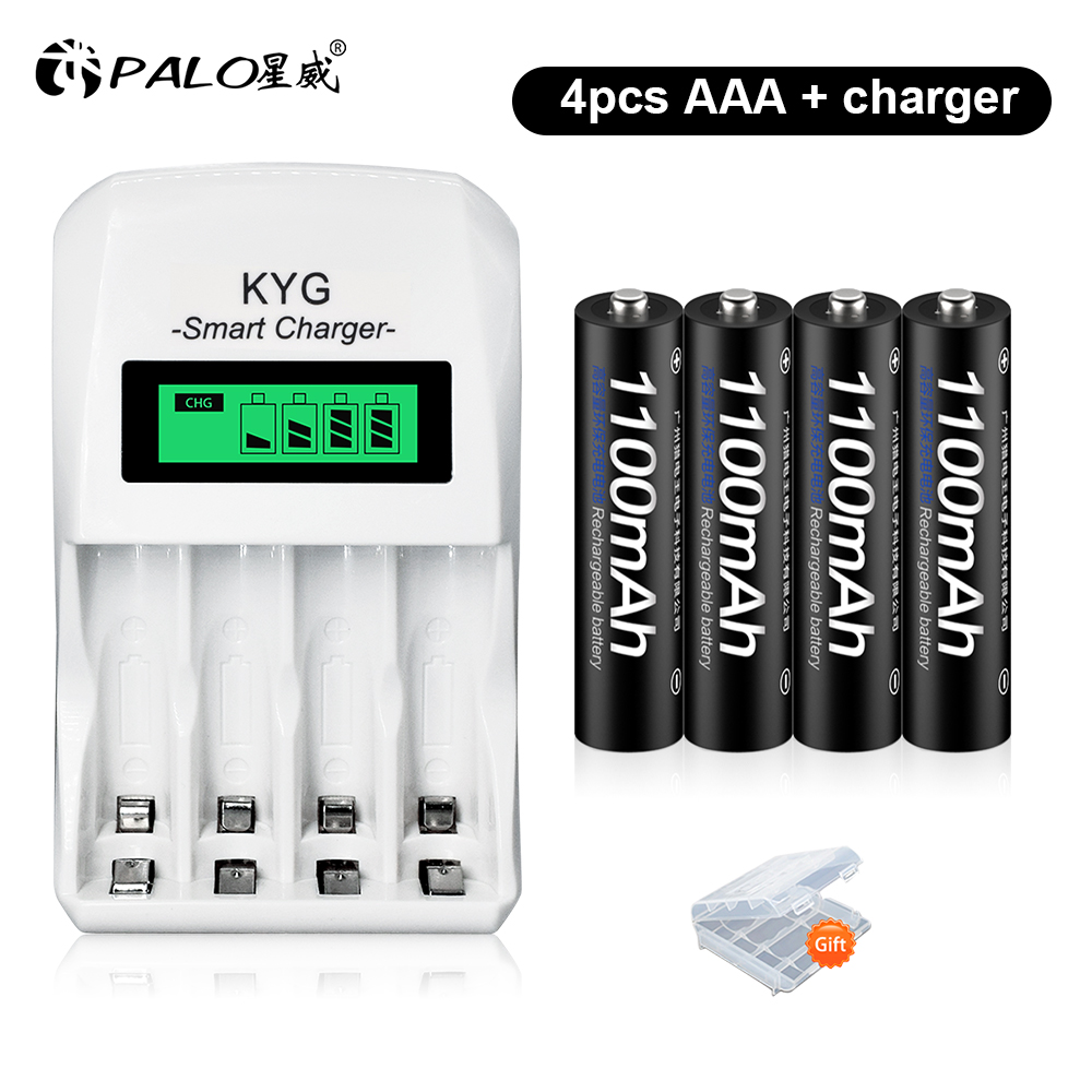 PALO NiMH AAA-Akku NiMH 1,2 V 1100 mAh AAA-Akkus für ferngesteuertes Spielzeug + AA AAA-Batterieladegerät