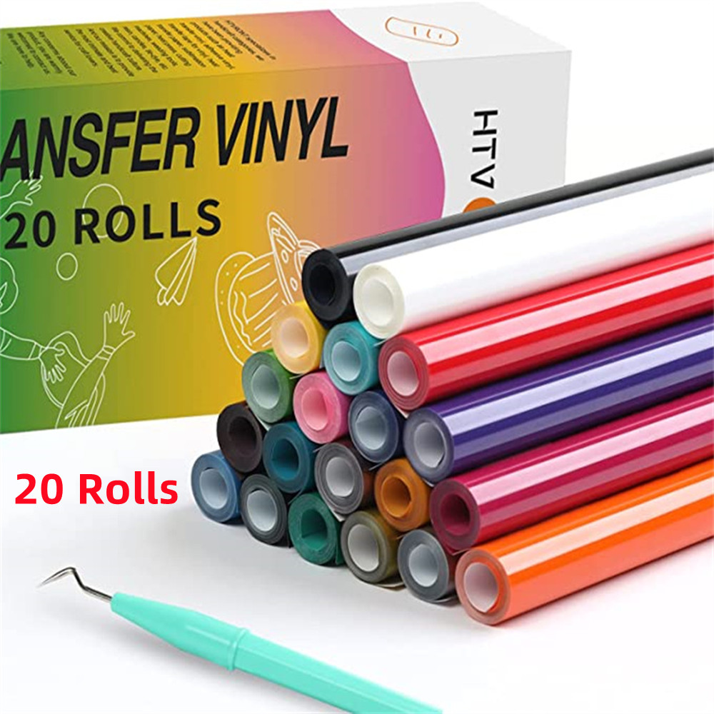 HTVRONT 20/14 Pack 12inX3ft/30X90cm PU Warmteoverdracht Vinyl Roll voor Cricut T-shirt Afdrukken DIY Ijzer op HTV Film Gemakkelijk te snijden