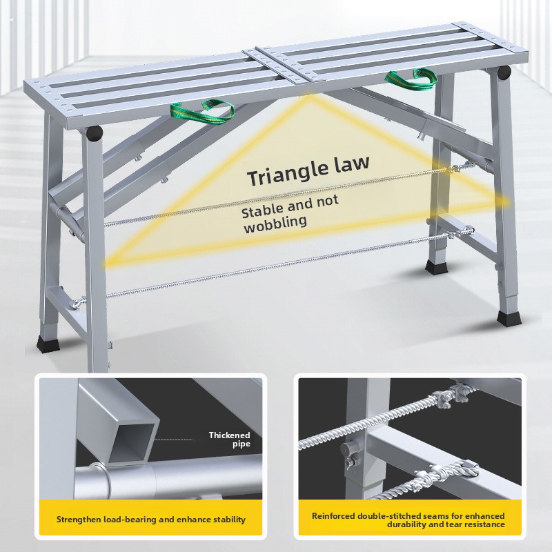 Thickened and raised steel horse stool ladder, engineering ladder, decorative mobile platform, double support folding scaffold