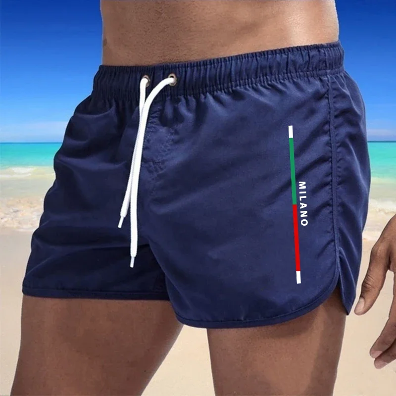 New Men's Quick-Dry Beach Shorts, Summer Beach Casual Swim Trunks, Elastic Waist Drawstring Surfing Shorts, Breathable Shorts