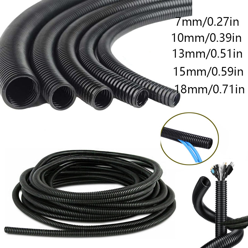 Diámetro exterior 7/10/13/15/18/21/25/28mm longitud 1/3/6m cable de acero tipo dividido conducto trenzado tubo de polietileno manga negra