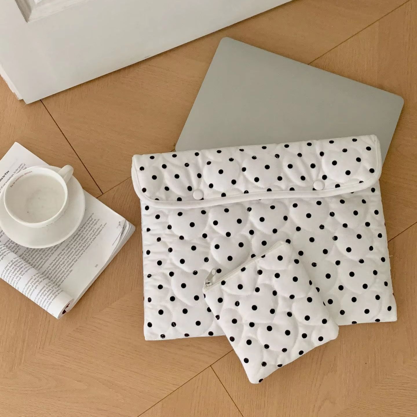 Uroczy pokrowiec na laptopa w kropki do Macbooka Air13 13.6 pro13 Huawei Samsung Dell HP LG 14 cali Koreański styl Lekka torba na laptopa