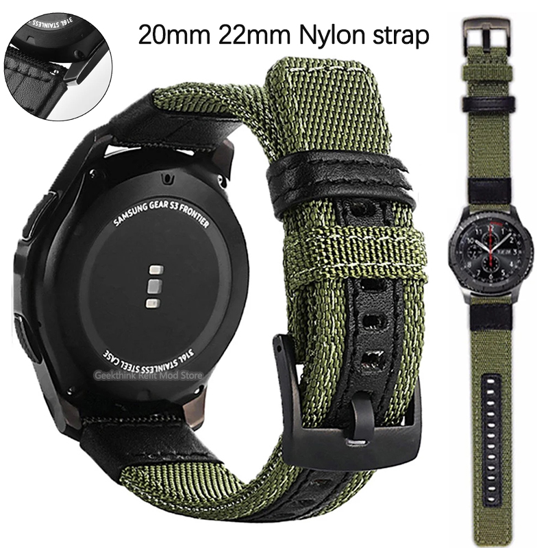 Ремешок 22 мм 20 мм для Samsung Galaxy Watch 6 5 4 3 5Pro 40 мм 44 мм 42 мм 46 мм Gear S3 Frontier Классический нейлоновый спортивный ремешок