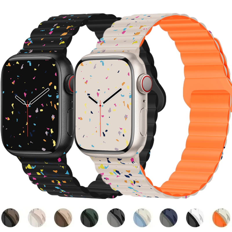 Apple Watch 밴드 용 실리콘 스트랩 44mm 45mm 49mm 41mm 42mm 38 40mm 마그네틱 팔찌 iWatch correa 시리즈 9 8 7 6 5 Ultra SE 2
