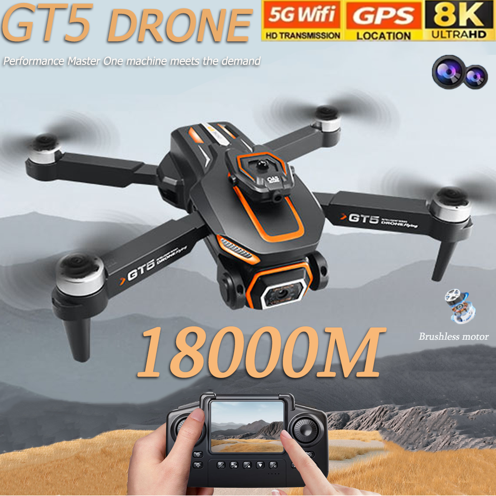 Nouveau Drone GT5 8K HD à double objectif avec flux optique, quadrirotor pliable WiFi pour enfants, caméra de photographie aérienne, jouets télécommandés