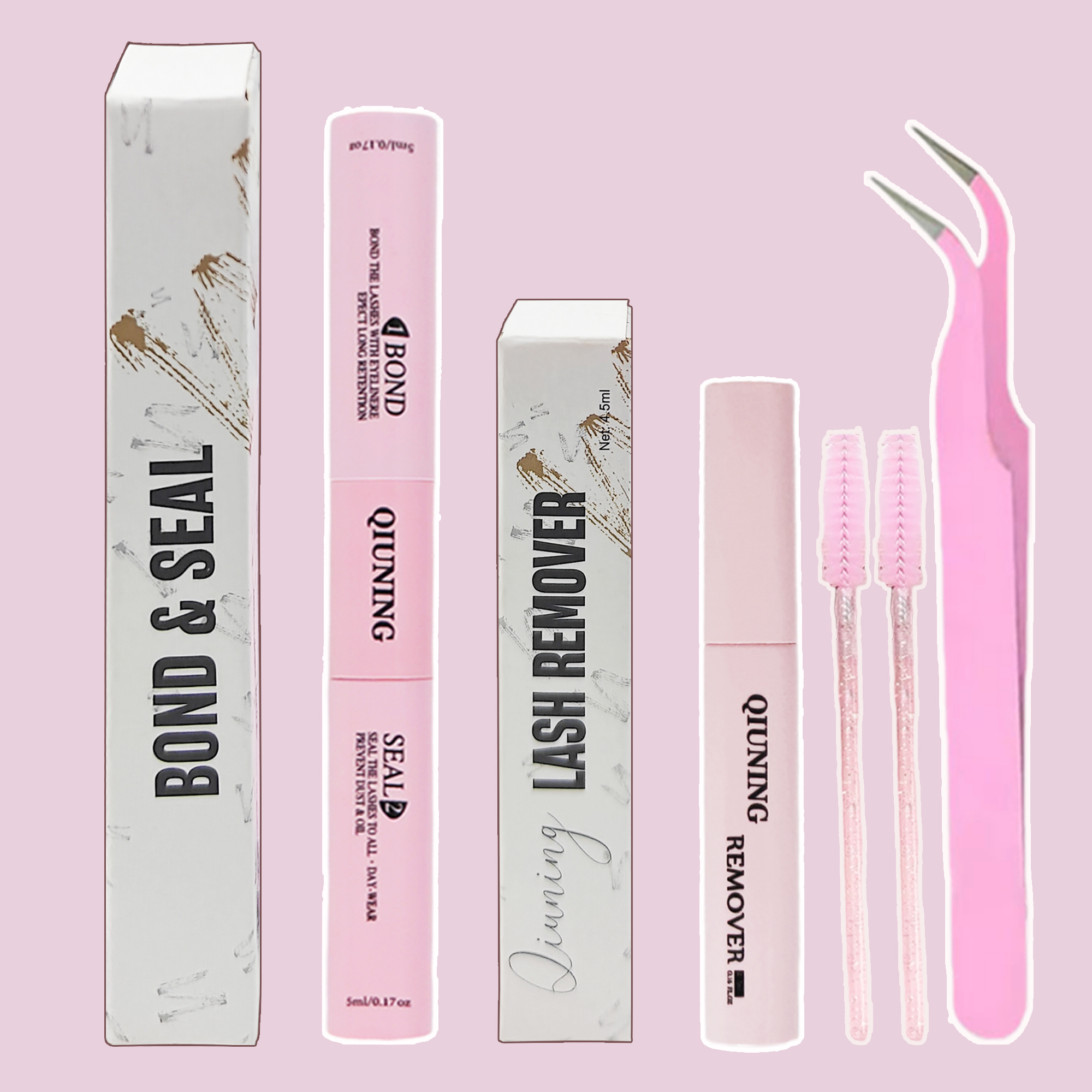 QIUNING Lash Bond and Seal 10ml Colla e Sigillante per Ciglia Individuali, Extension Ciglia e Solvente per Colla Ciglia 5ml, Kit Pinzette