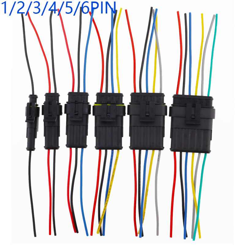 1set AMP 1P 2P 3P 4P 5P 6P Way Waterproof Electrical Auto Connector Male Female Plug with Wire Cable harness for Car Motorcycle