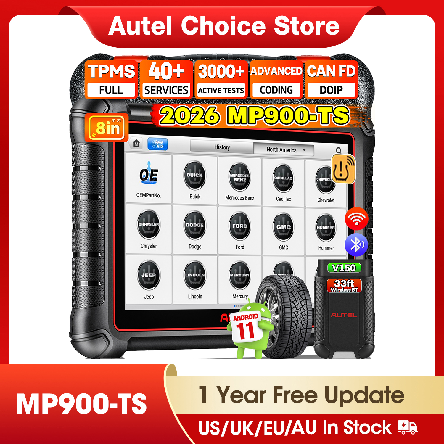 Autel MaxiPRO MP900-TS herramientas de diagnóstico TPMS automático coche OBD2 escáner programación ECU codificación prueba activa puede FD/DoIP PK MP808BT