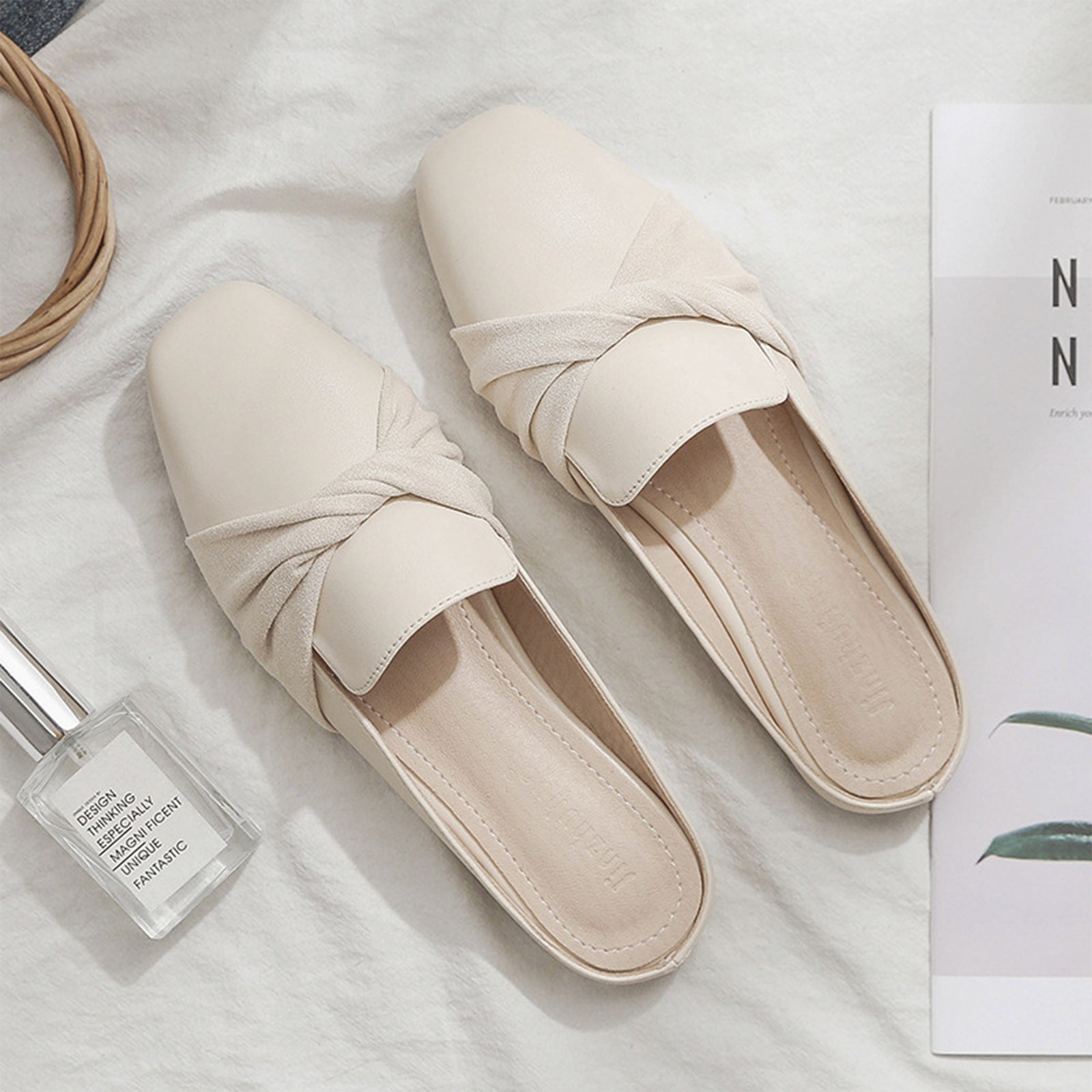 Vrouw Muilezels Zomer Dichte Teen Causale Slippers Bowtie Luie Slides Platte Hak Comfortabele Slippers Outdoor Mode Elegante Slippers