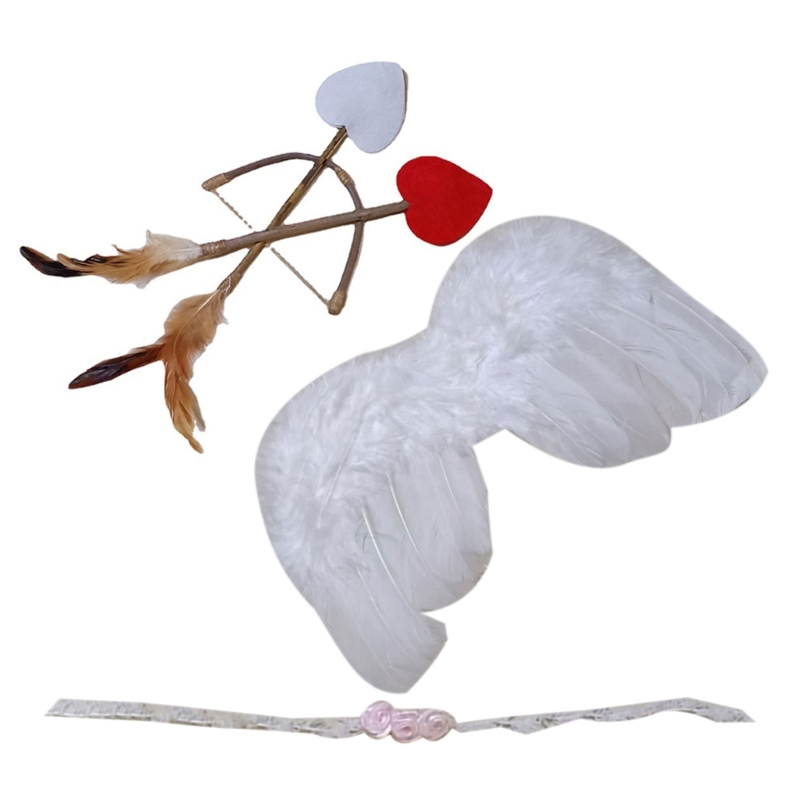 Accesorios para fotos de arco y flecha de ala de Ángel infantil, plumas de Ángel para bebé, alas con flecha, accesorios para fotografía de bebé, regalo