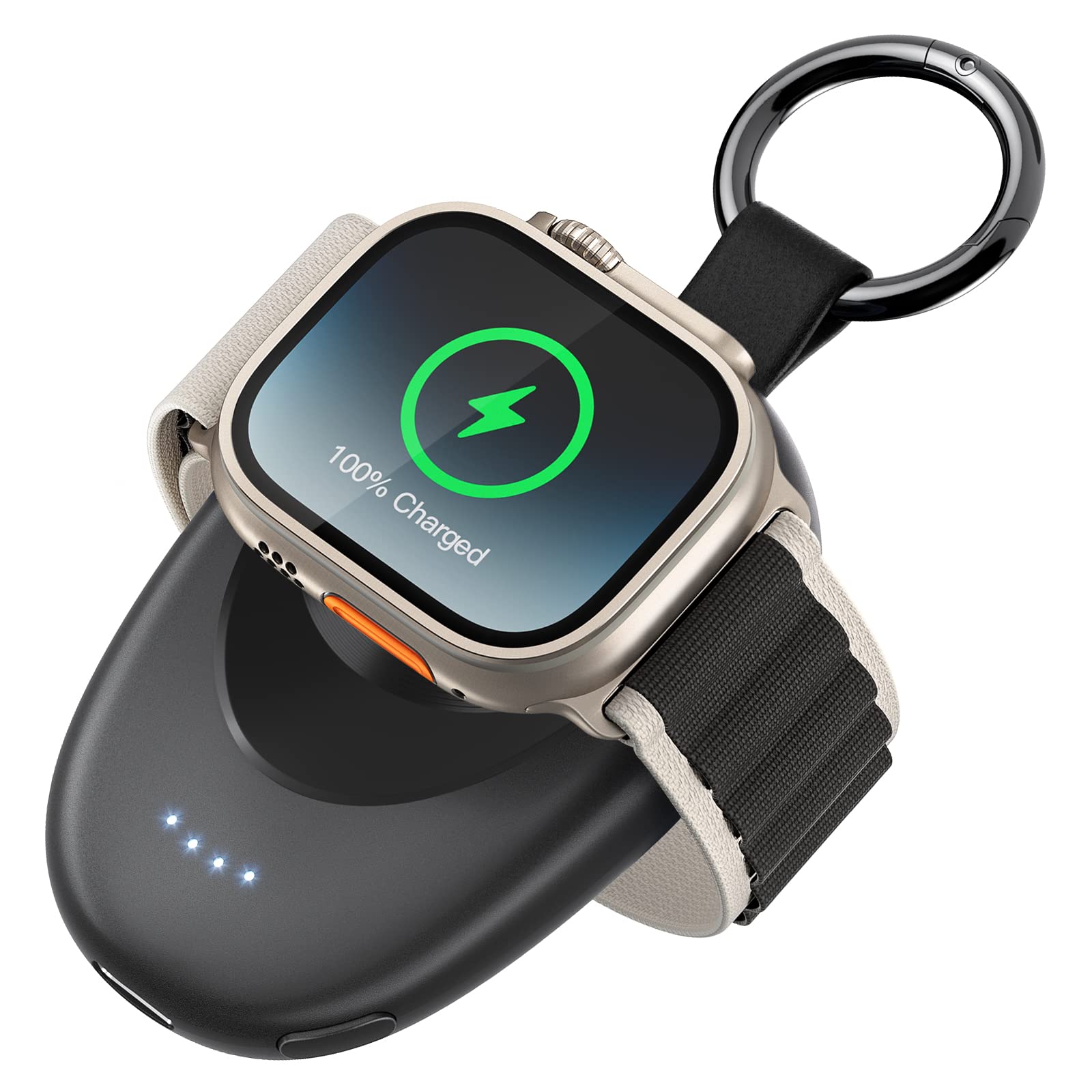 Portable Charger for Apple Watch Series 9/8/7/6/5/4/3/2/SE/Ultra Travel Power Bank Wireless Keychain Charger Watch Spare Battery