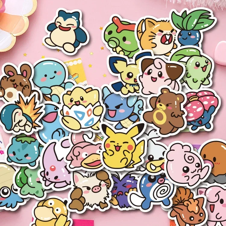 50 Stück Kawaii Anime Pokemon Aufkleber Pikachu Sticker DIY für Laptop Gepäck Skateboard Handy Cartoon Kinder Spielzeug Geschenk Aufkleber