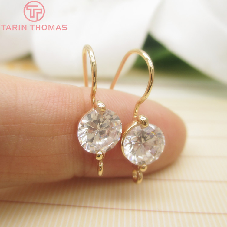 (2520)6 uds 25x7MM 24K latón chapado en Color dorado con ganchos para pendientes de circón accesorios de joyería Diy de alta calidad