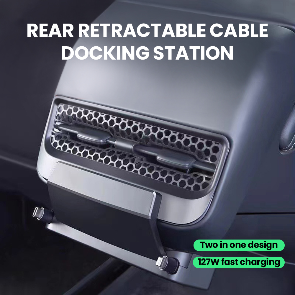 Para tesla modelo 3/y 2021-2023 estação de encaixe inteligente de ventilação de ar traseira tipo-c pd 27w carregador rápido estação de encaixe extensor usb
