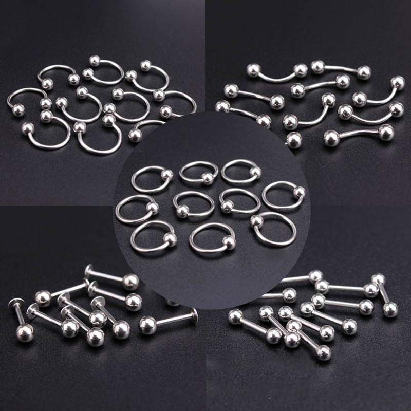 50 sztuk/partia biżuteria Piercing ucha nos brwi wargi Helix Tragus Stud Ring ciało DIY biżuteria ze stali nierdzewnej dla kobiet mężczyzn