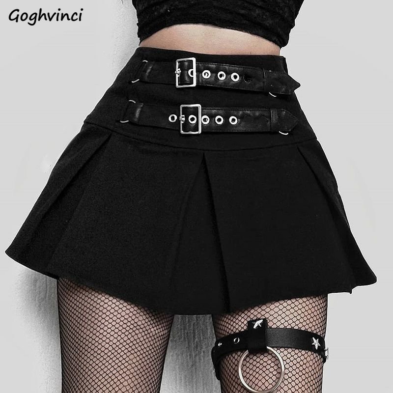 Minigonne nere donna gotica Vintage Chic pieghe Faldas Sexy Mujer Punk Streetwear Fashion College Hotsweet Girls Y2k Ulzzang