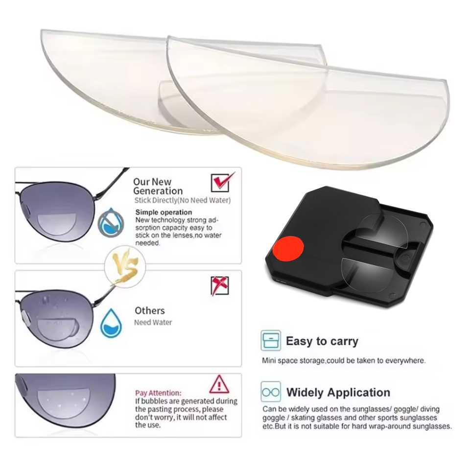 BEGREAT 2 szt. Naklejane okulary do czytania z soczewkami z płynnego silikonu, dwuogniskowe soczewki prezbiopijne, soczewki dwuogniskowe powiększające +100 do +600