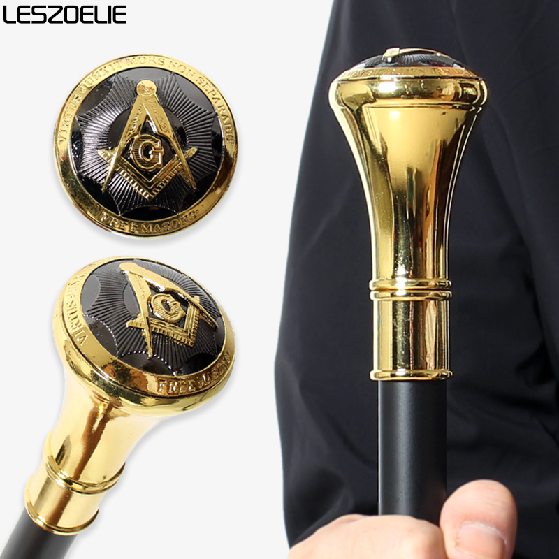 91cm Gold Handle Freemasonry Walking Stick Men And Women Freemason Detachable Matel Walking Cane Mason Elegant Fashionable Canes