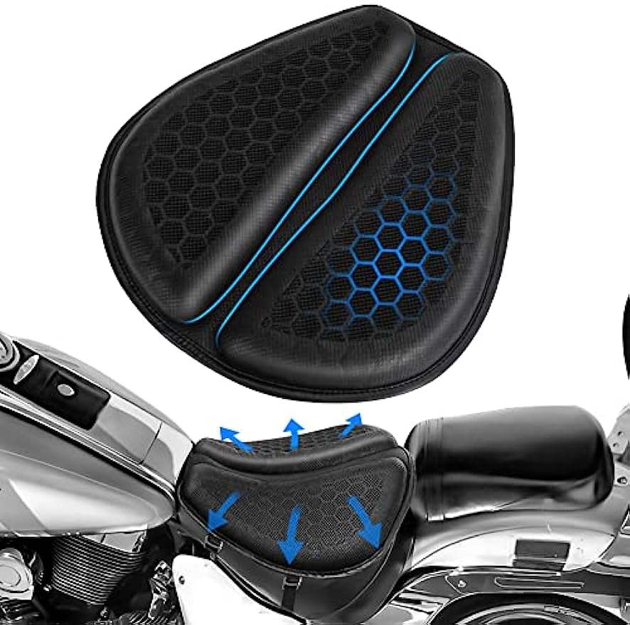 Cojín de Gel Universal para Asiento de Motocicleta, Estructura de Panal 3D, Transpirable y con Absorción de Impactos para Viajes Largos y Cómodos