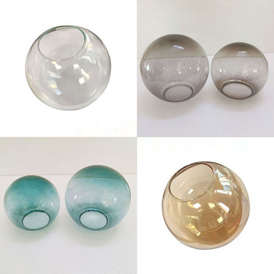 Klare, weiße, graue Farbe, verblassender Ersatz-Glasschirm für Magic Bean Kronleuchter-Pendelleuchte, graublaue Globus-Lampenschirm-Montage