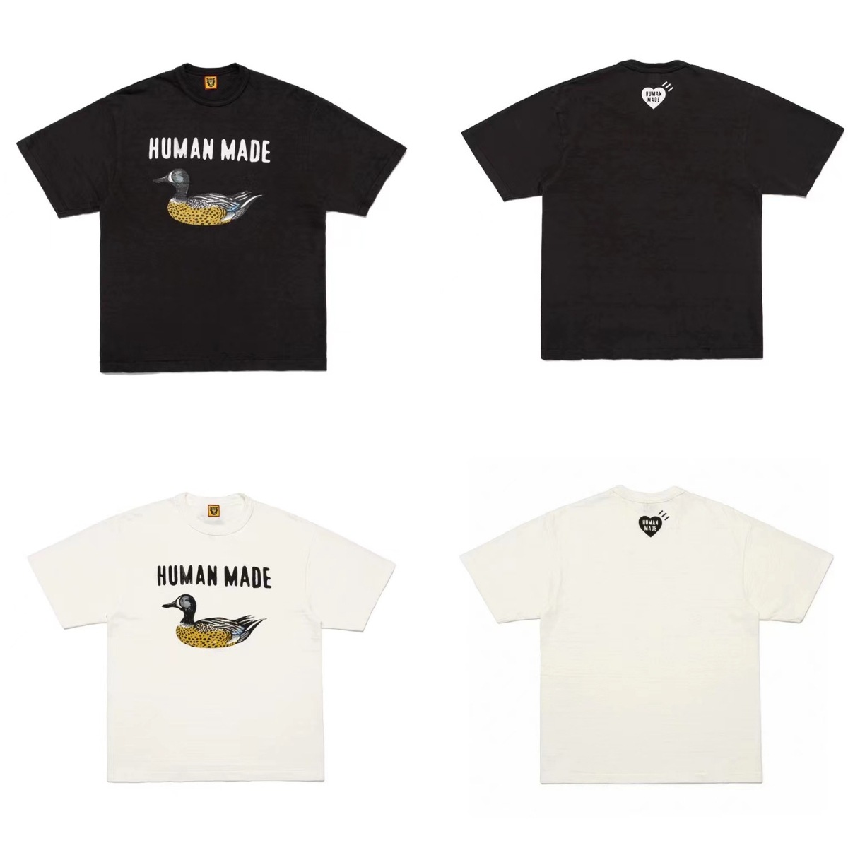 Camiseta retrô de manga curta HUMAN MADE 2026, nova, com estampa de desenho animado japonês, algodão bambu pesado 280g