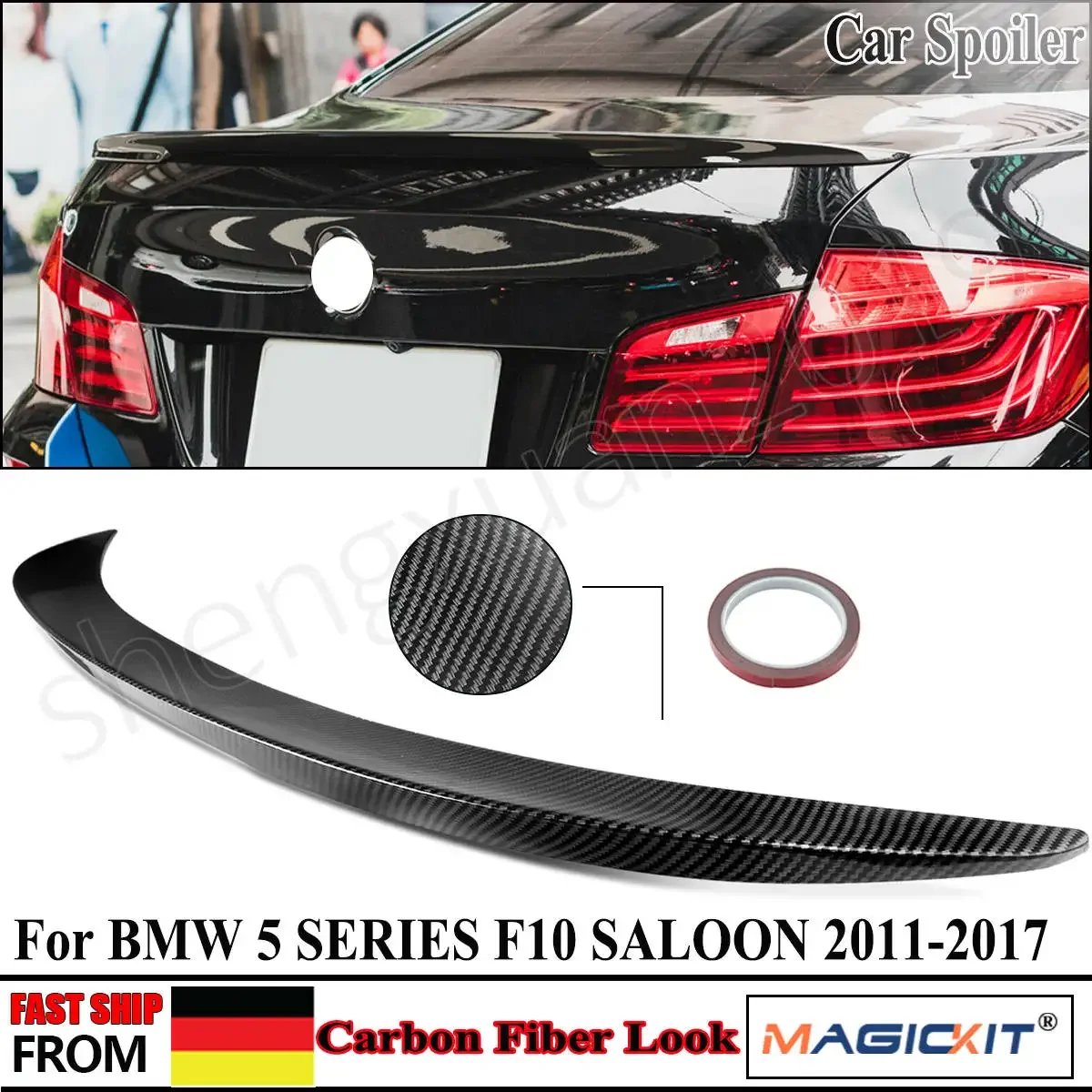 MagicKit Carbonfaser-Look-Heckspoiler für BMW 5 Sreies F10 M Style 2010–2016
