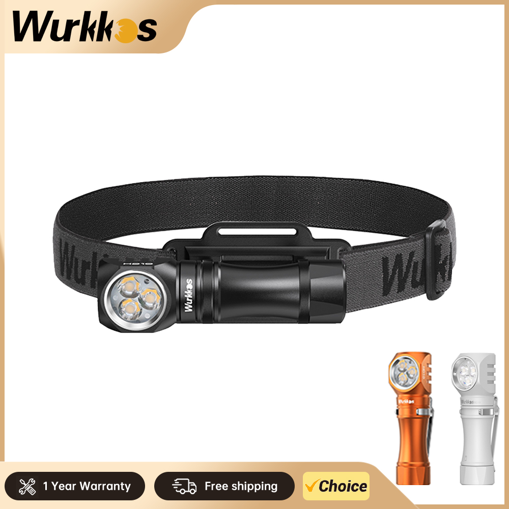 Wurkkos HD10 Stirnlampe, wiederaufladbar, 14500 IP68 EDC, 1200 lm, 3 x 90 CRI-LEDs + 3 x RGB-Aux-LEDs, Anduril 2.0 Angeln, Camping-Taschenlampe