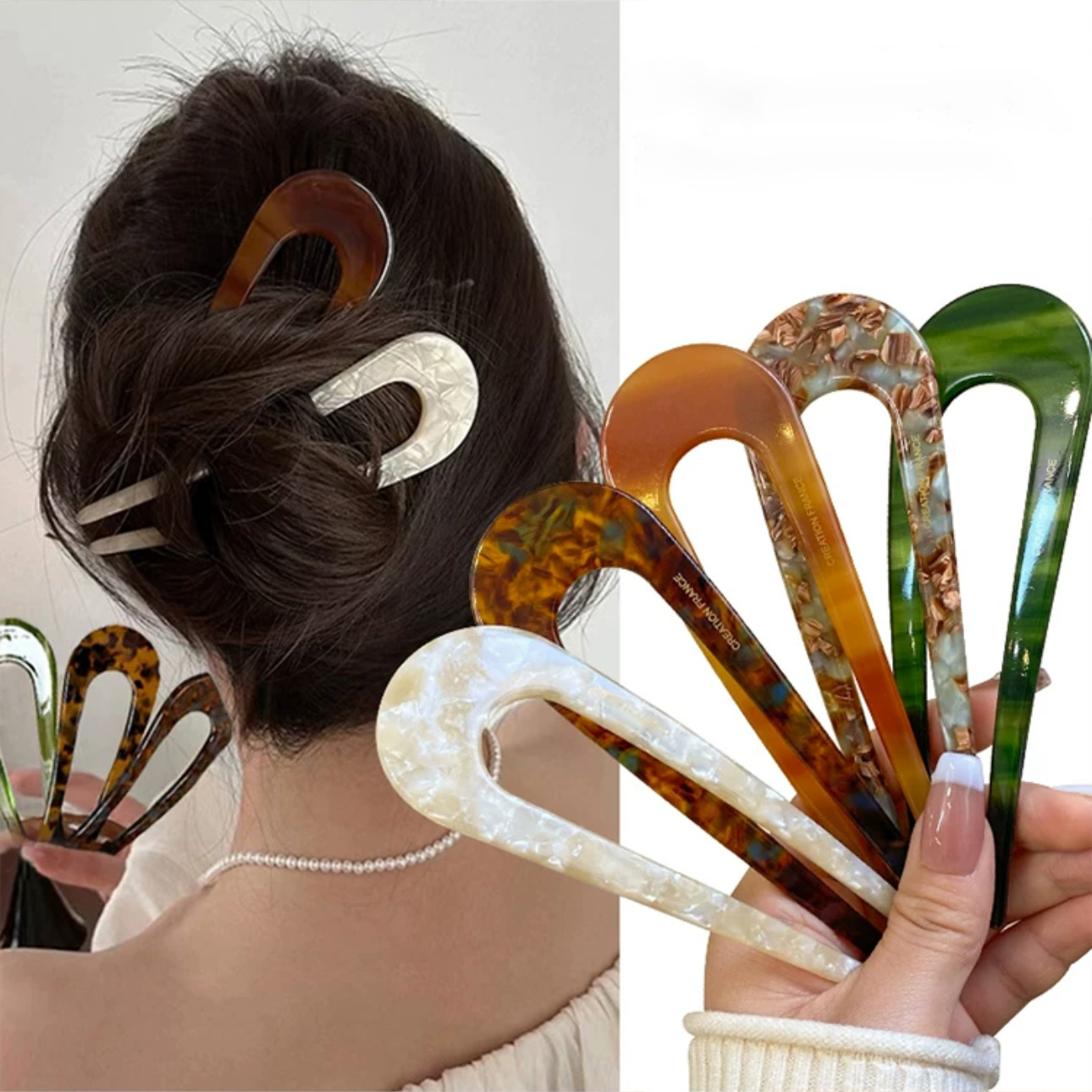 Styles français fourchettes à cheveux bâtons de cheveux acide acétique en forme de U épingles à cheveux chignon femmes filles Vintage coiffure cheveux accessoires bandeau