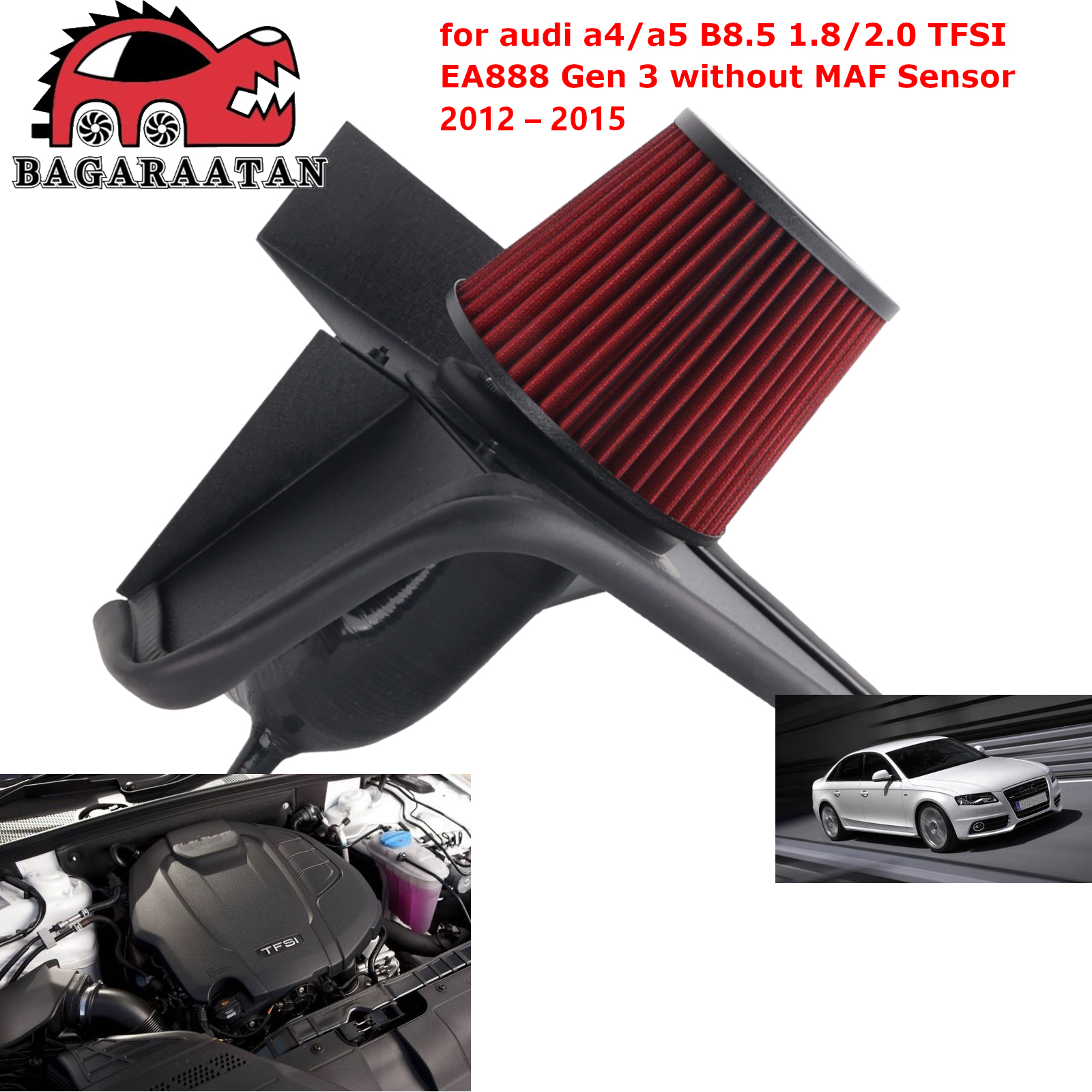 No MAF Sensor High flow Air Induction Kit Intake System Set For Audi B8.5 A4 A5 1.8/2.0 TFSI EA888 gen3 gen2 Engine 2013-2015