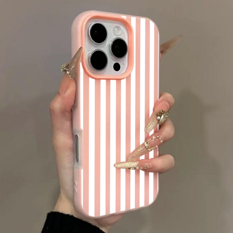 Case For iPhone 17 16 15 14 13 12 11 Pro Max White Striped Blue Shockproof Candy Phone Cover For iPhone X XS XR 7 8 Plus Funda