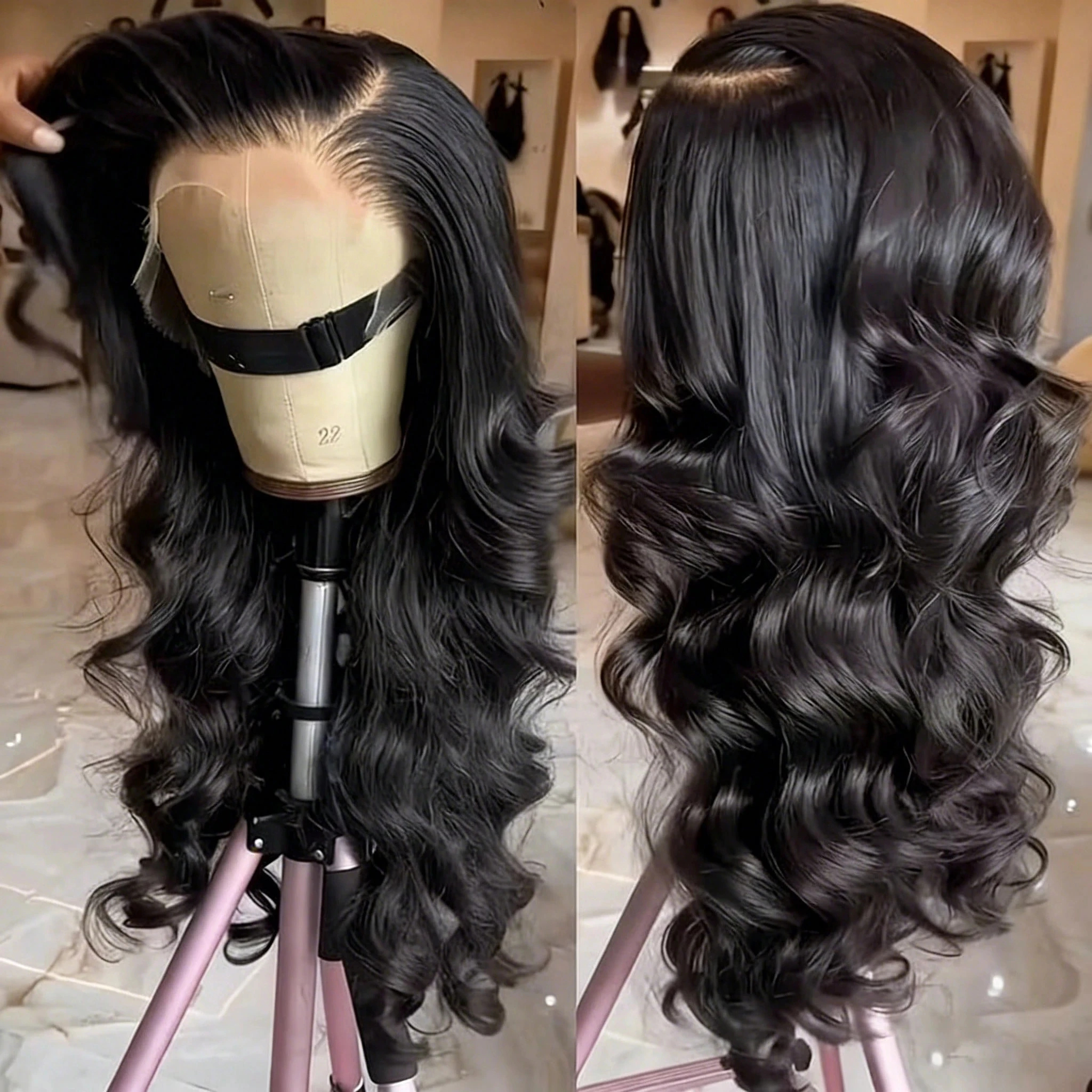 Peruka z ludzkich włosów Body Wave, 30-38 cali, peruki typu 13x4 HD z transparentną koronką z przodu, gęstość 230%, wstępnie wyskubane, peruki typu 13x6 z koronką z przodu, wietnamskie peruki bezklejowe z koronką typu 5x5 dla kobiet.