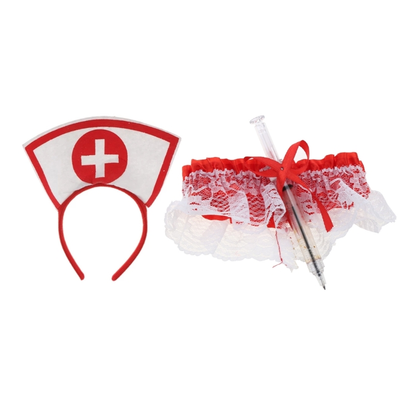Halloween Costume Set Cosplay Nurse Headband Pen Stethoscope Thigh Chain Adult Fancy Costume Halloween Accessories