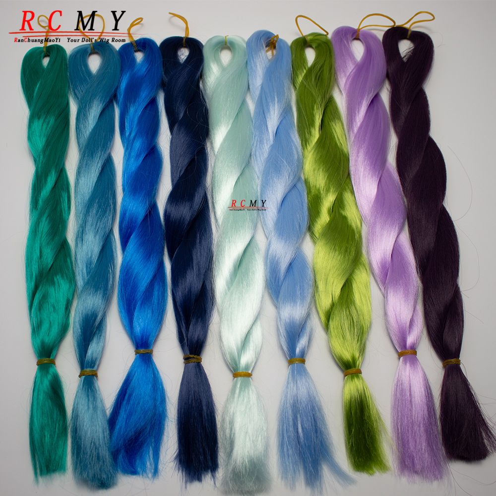 RCMY BJD/SD poupée cheveux racine poupée perruques lait soie perruques greffe de cheveux crocheté à la main bleu clair or noir poupée cheveux accessoire